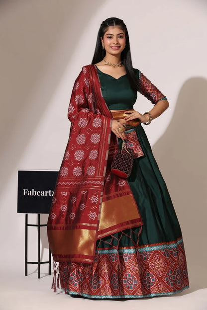 South Indian Festival Traditional Half Saree (Gujarati Bandhini)