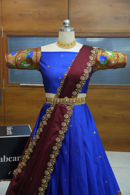 Rupmani Women's Woven Design zari work Half Saree with Embroidered Blouse and Dupatta