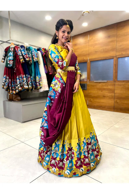 దక్షిణ భారత పండుగ సాంప్రదాయ హాఫ్ చీర(ధంగ్లీ)