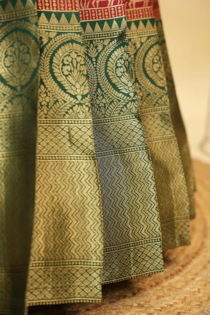 HathiGhoda Women's Woven Design zari work Half Saree with Embroidered Blouse and Dupatta