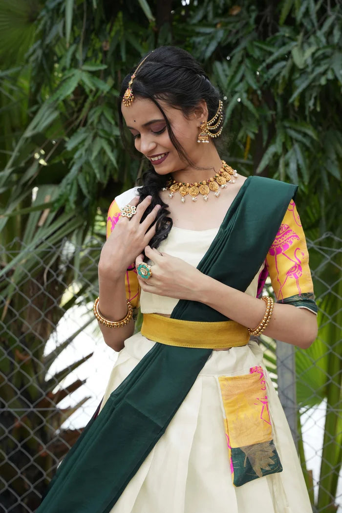 South Indian Festival Traditional Half Saree (HansPAttu)