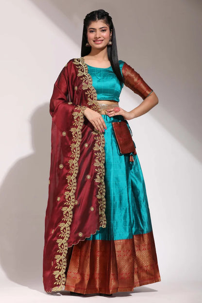 South Indian Festival Traditional Half Saree (Saraswati)