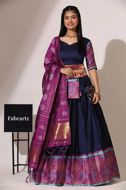 South Indian Festival Traditional Half Saree (Gujarati Bandhini)