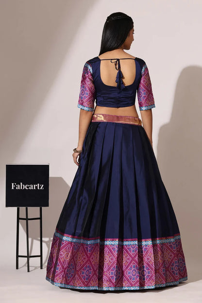 South Indian Festival Traditional Half Saree (Gujarati Bandhini)