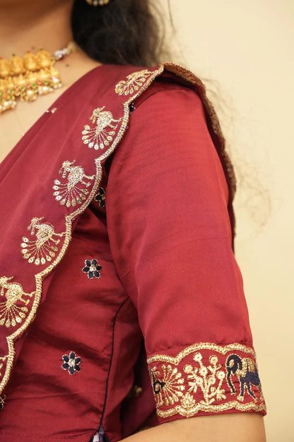 HathiGhoda Women's Woven Design zari work Half Saree with Embroidered Blouse and Dupatta