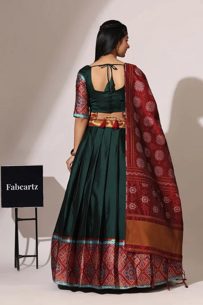 South Indian Festival Traditional Half Saree (Gujarati Bandhini)