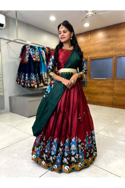 దక్షిణ భారత పండుగ సాంప్రదాయ హాఫ్ చీర(ధంగ్లీ)