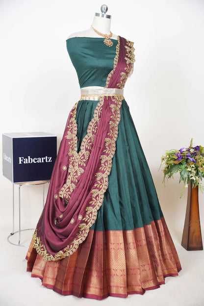 South Indian Festival Traditional Half Saree  (Saraswati)