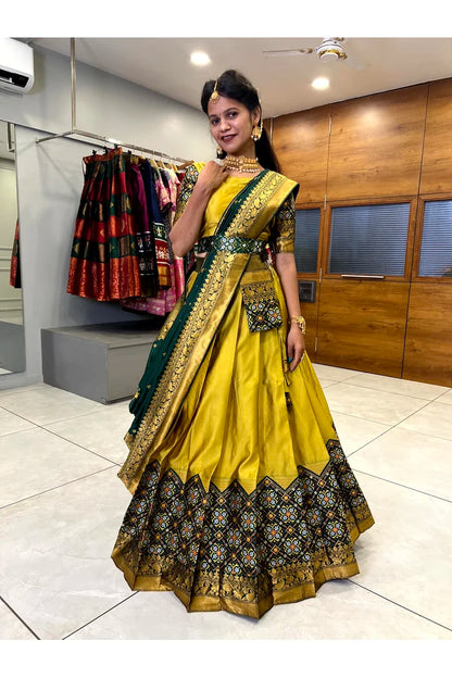 South Indian Festival Traditional Half Saree(Patola)