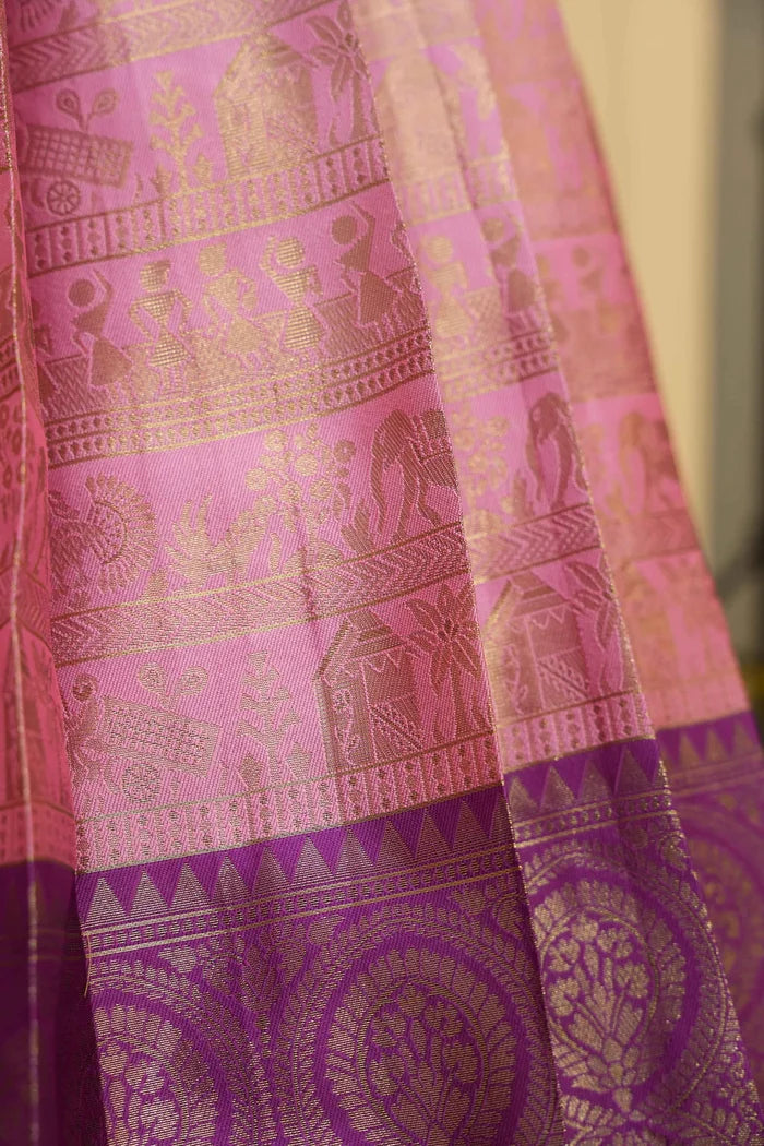 HathiGhoda Women's Woven Design zari work Half Saree with Embroidered Blouse and Dupatta