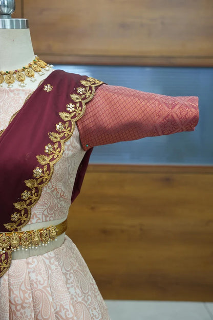 SudhaPattu  Women's Woven Design zari work Half Saree with Embroidered Blouse and Dupatta