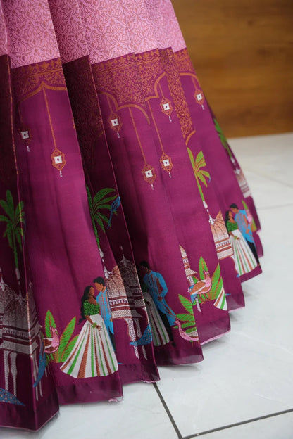 Taj Mahal Women's Woven Design zari work Half Saree with Embroidered Blouse and Dupatta