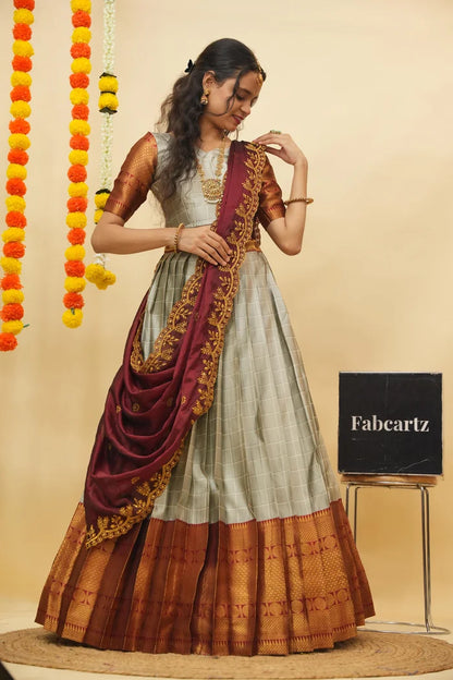 South Indian Festival Traditional Half Saree (Saraswati)