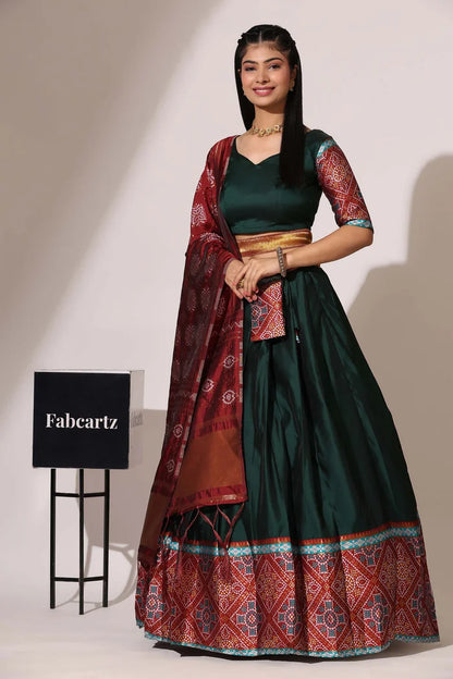 South Indian Festival Traditional Half Saree (Gujarati Bandhini)