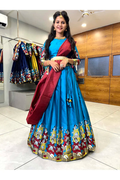 దక్షిణ భారత పండుగ సాంప్రదాయ హాఫ్ చీర(ధంగ్లీ)