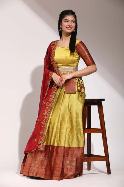 South Indian Festival Traditional Half Saree (Saraswati)