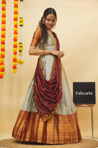 South Indian Festival Traditional Half Saree (Saraswati)