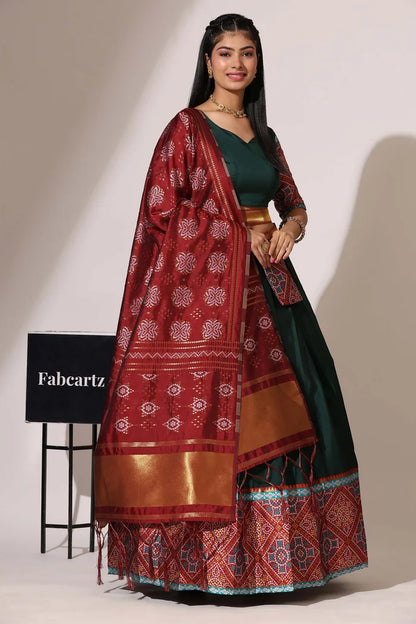 South Indian Festival Traditional Half Saree (Gujarati Bandhini)