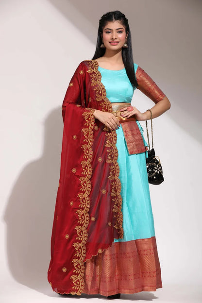 South Indian Festival Traditional Half Saree (Saraswati)