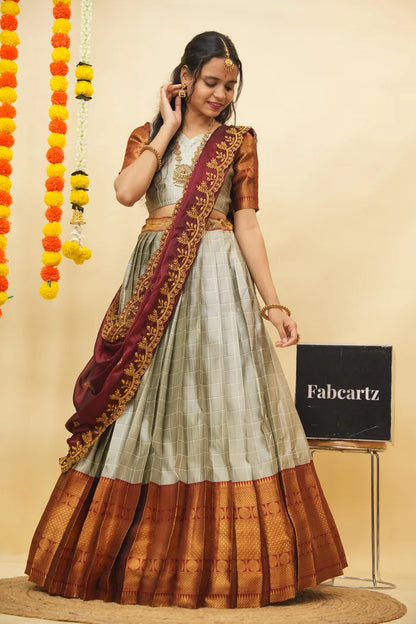 South Indian Festival Traditional Half Saree (Saraswati)