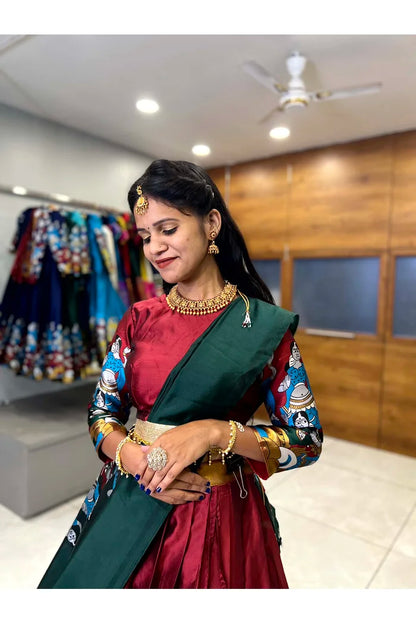 దక్షిణ భారత పండుగ సాంప్రదాయ హాఫ్ చీర(ధంగ్లీ)