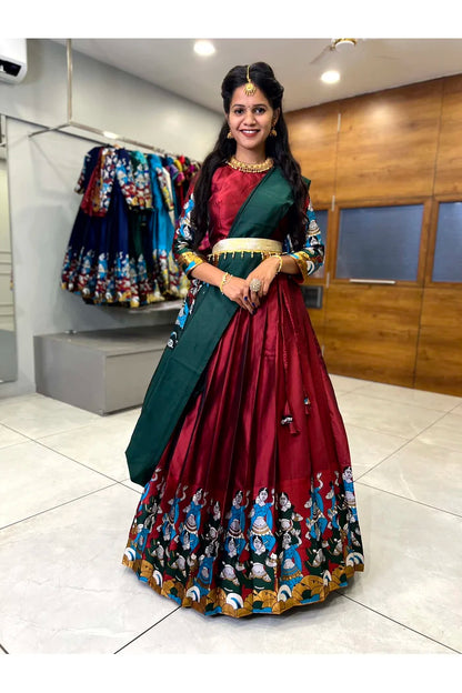 దక్షిణ భారత పండుగ సాంప్రదాయ హాఫ్ చీర(ధంగ్లీ)