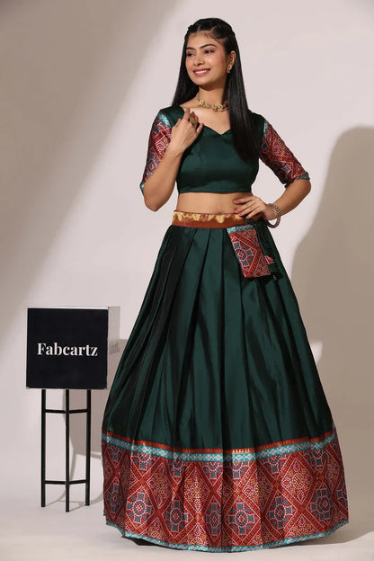 South Indian Festival Traditional Half Saree (Gujarati Bandhini)