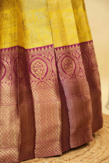 HathiGhoda Women's Woven Design zari work Half Saree with Embroidered Blouse and Dupatta