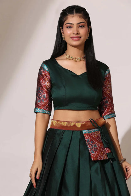 South Indian Festival Traditional Half Saree (Gujarati Bandhini)