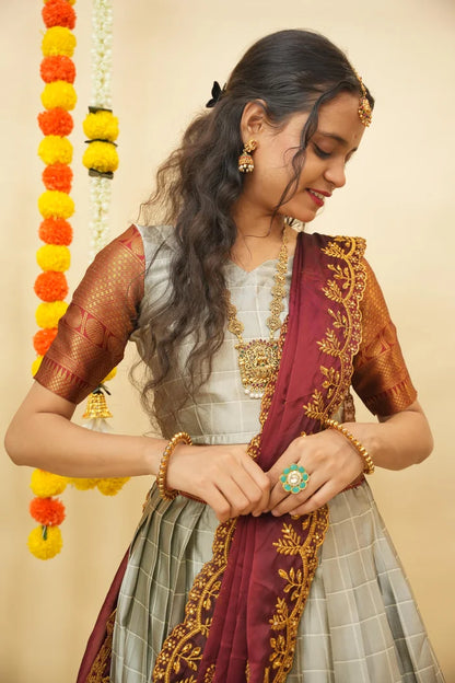 South Indian Festival Traditional Half Saree (Saraswati)