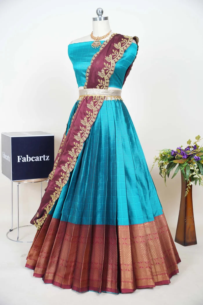 South Indian Festival Traditional Half Saree  (Saraswati)