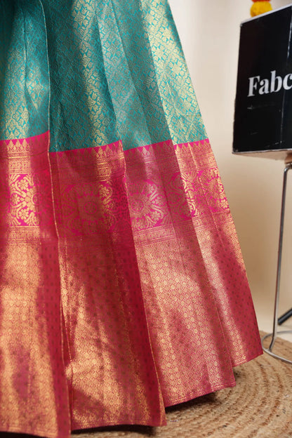(Juhi) Women's Woven Design Half Saree with Blouse and Dupatta
