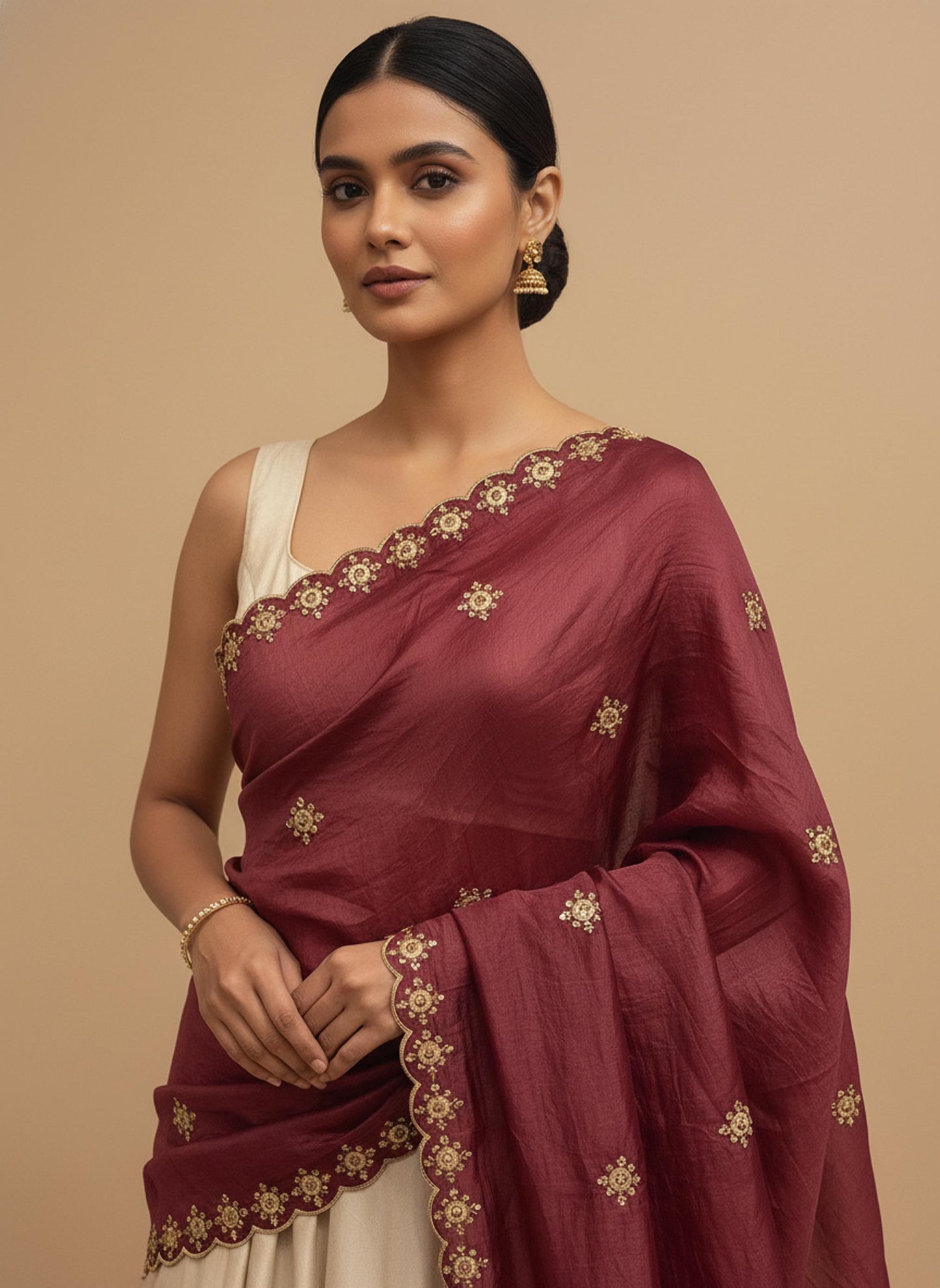 Beautiful Embroidery work & Gold Crush Dupatta for women | Only Dupatta Gold Crush Dup