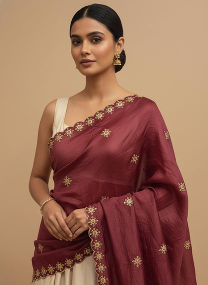 Beautiful Embroidery work & Gold Crush Dupatta for women | Only Dupatta Gold Crush Dup