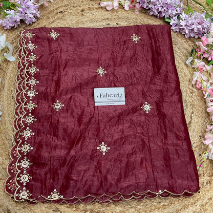 Beautiful Embroidery work & Gold Crush Dupatta for women | Only Dupatta Gold Crush Dup