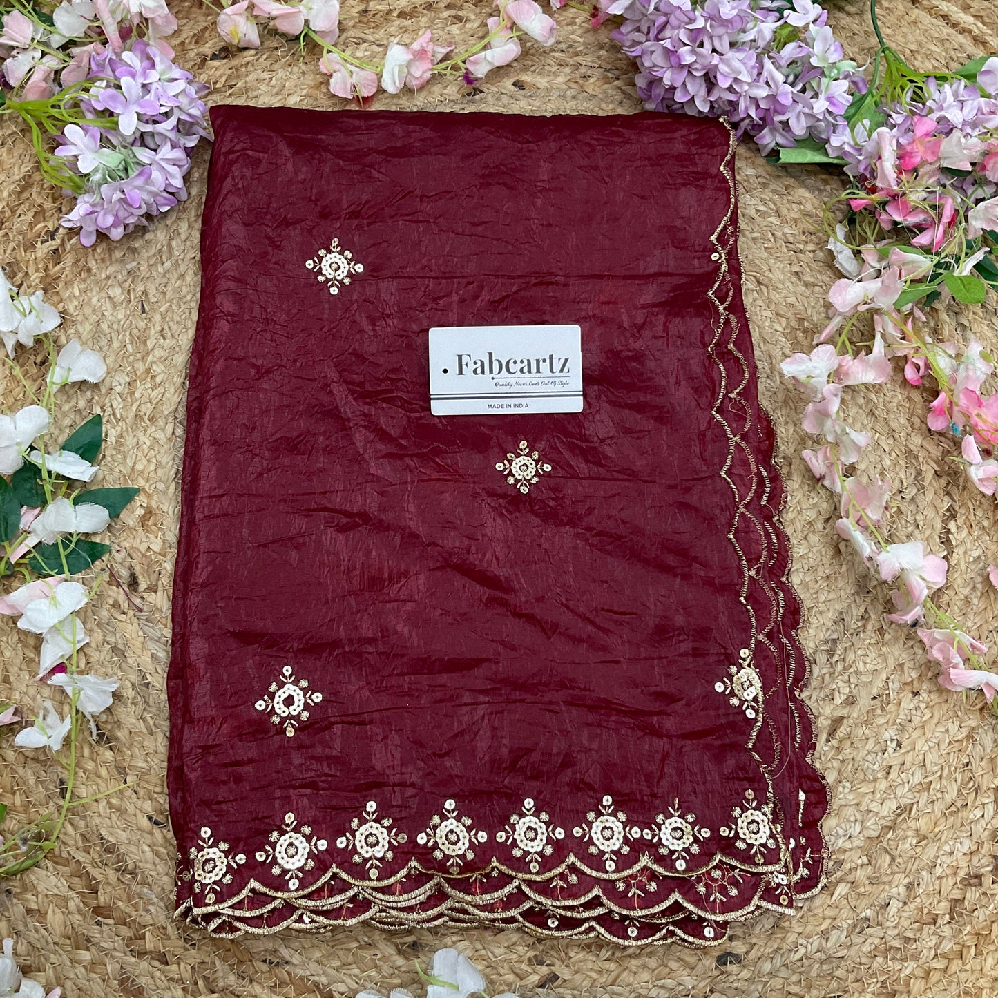 Beautiful Embroidery work & Gold Crush Dupatta for women | Only Dupatta Gold Crush Dup