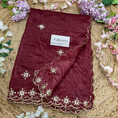 Beautiful Embroidery work & Gold Crush Dupatta for women | Only Dupatta Gold Crush Dup