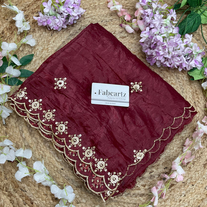 Beautiful Embroidery work & Gold Crush Dupatta for women | Only Dupatta Gold Crush Dup