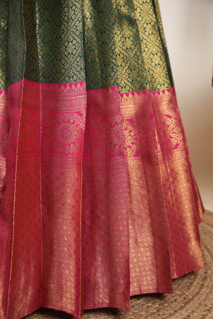 (Juhi) Women's Woven Design Half Saree with Blouse and Dupatta