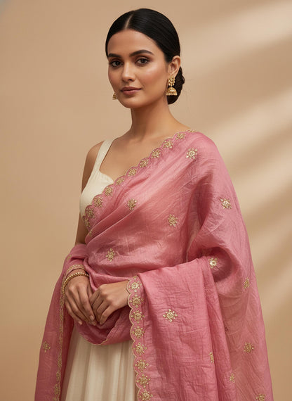 Beautiful Embroidery work & Gold Crush Dupatta for women | Only Dupatta Gold Crush Dup