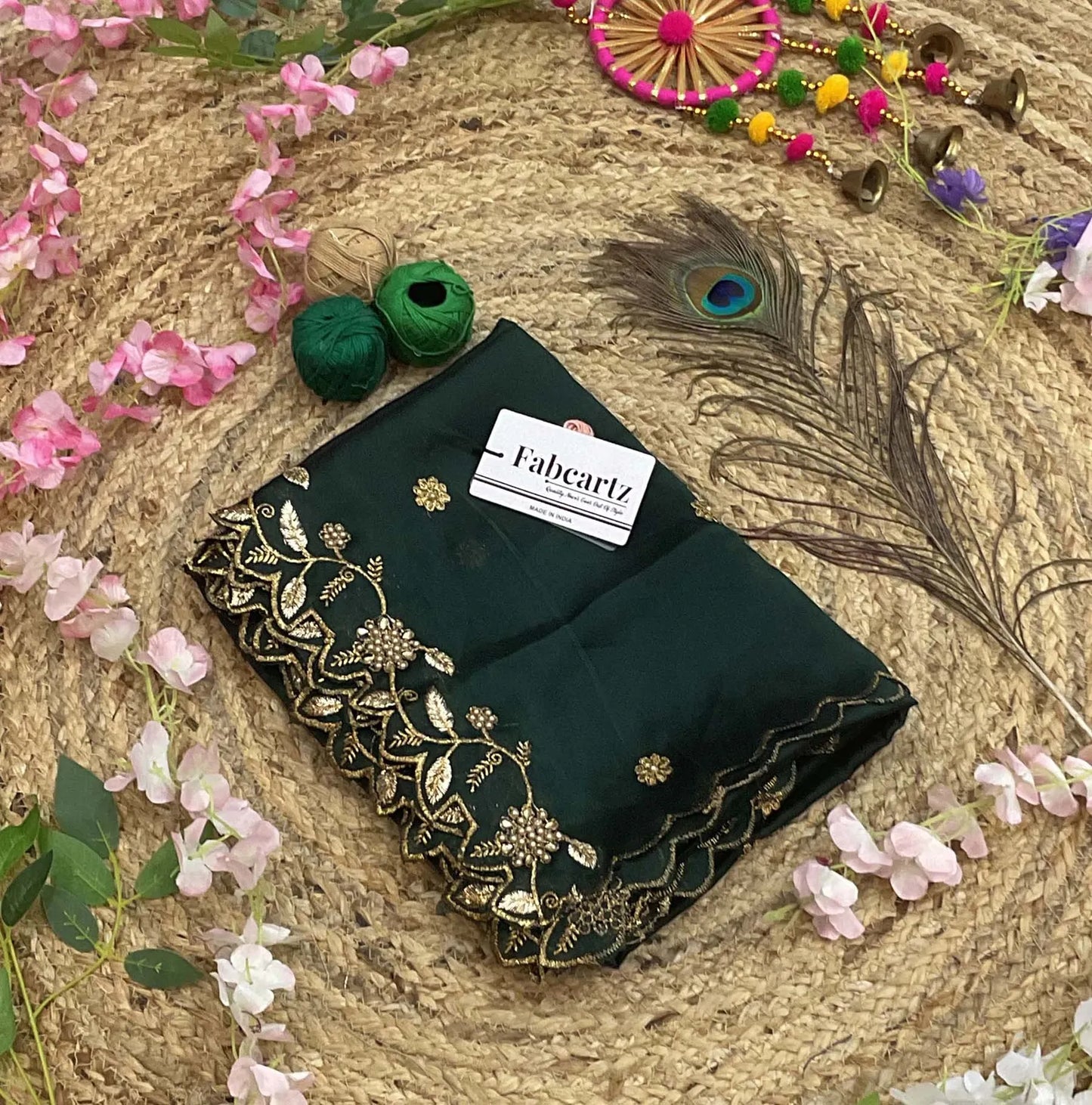 RangoliDup (GT) Beautiful Embroidery & Beads work Rangoli Dupatta for women | Only Dupatta