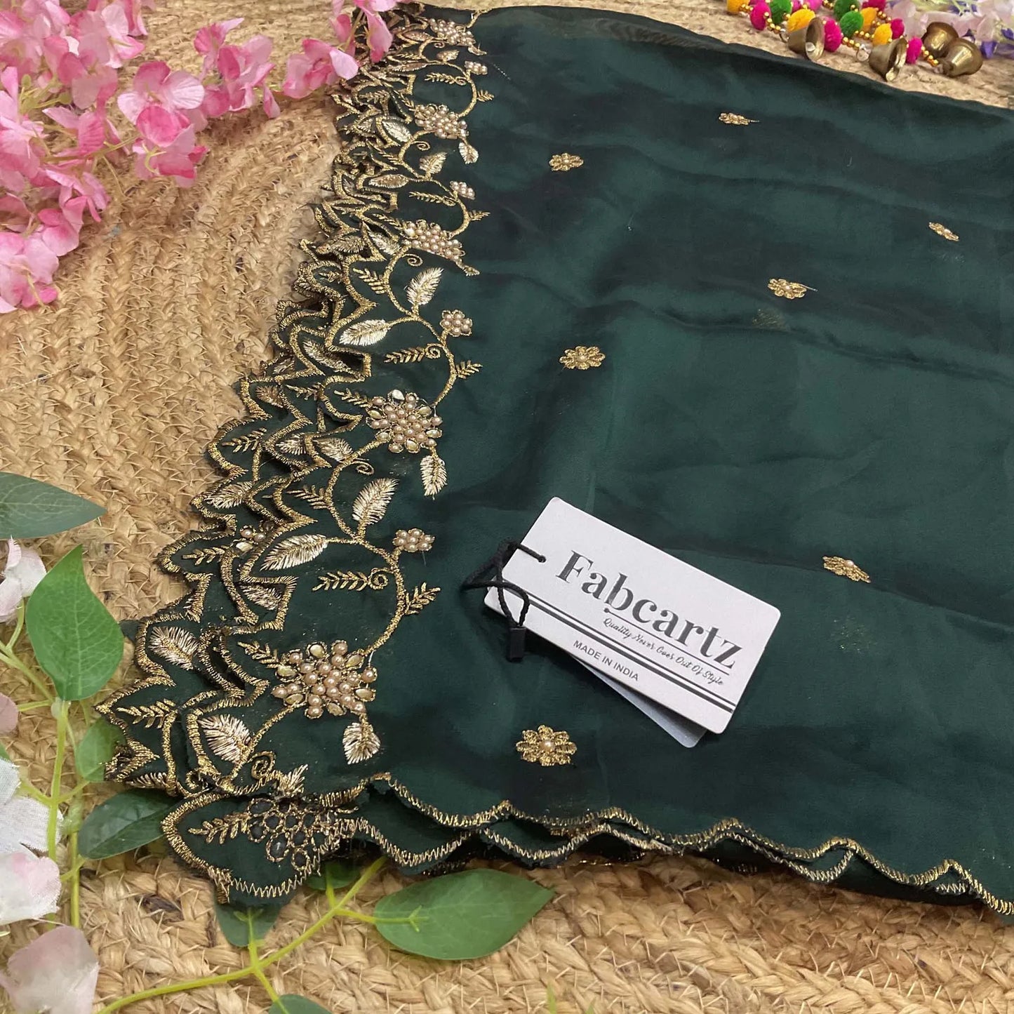 RangoliDup (GT) Beautiful Embroidery & Beads work Rangoli Dupatta for women | Only Dupatta