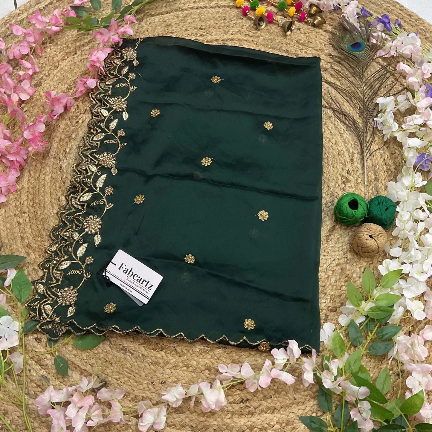RangoliDup (GT) Beautiful Embroidery & Beads work Rangoli Dupatta for women | Only Dupatta