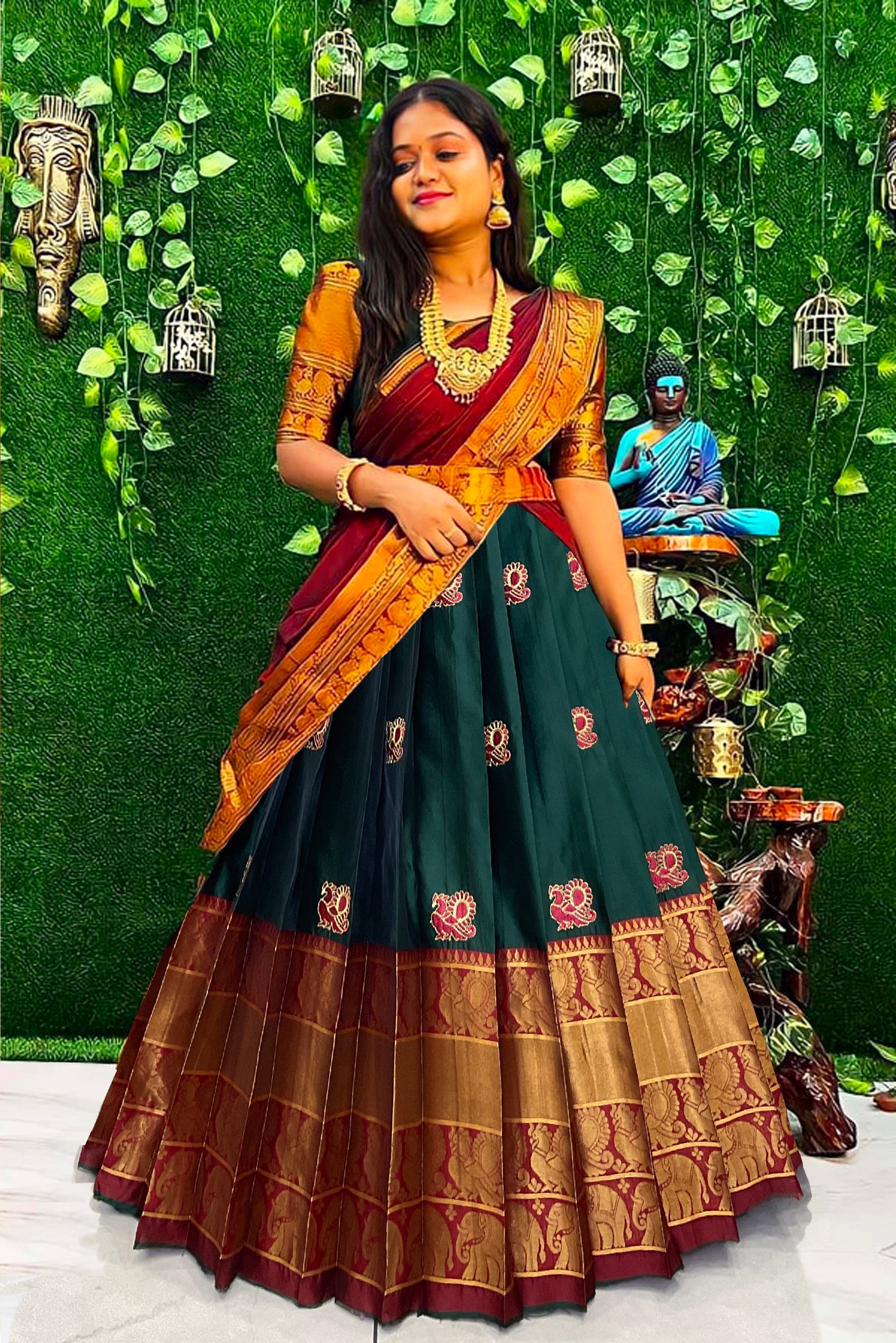 Pattu Wedding Wear Narayanpet Half Saree for Kids, With blouse piece at Rs  400/piece in Surat