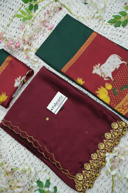 (KaamRango) South Indian Festival Traditional Half Saree with Embroidered Blouse & Dupatta