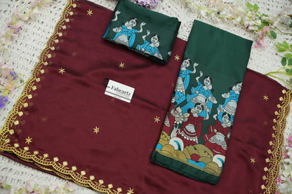 (Putrika) South Indian Festival Traditional Half Saree with Embroidered Blouse & Dupatta
