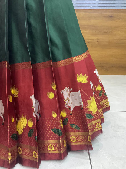 (KaamRango) South Indian Festival Traditional Half Saree with Embroidered Blouse & Dupatta