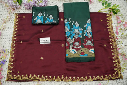 (Putrika) South Indian Festival Traditional Half Saree with Embroidered Blouse & Dupatta
