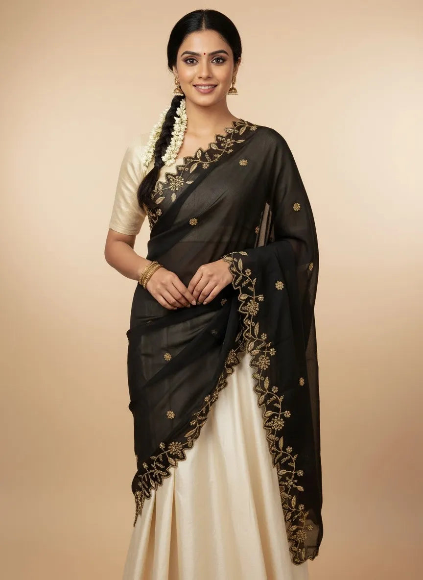 RangoliDup (GT) Beautiful Embroidery & Beads work Rangoli Dupatta for women | Only Dupatta