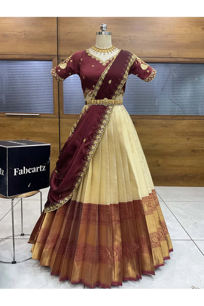 దక్షిణ భారత పండుగ సాంప్రదాయ హాఫ్ చీర (ఛవి) 